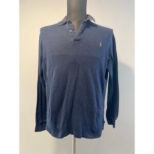 Polo Ralph Lauren Vintage Long Sleeve Polo Sweater Navy Pima Interlock Cotton SG
